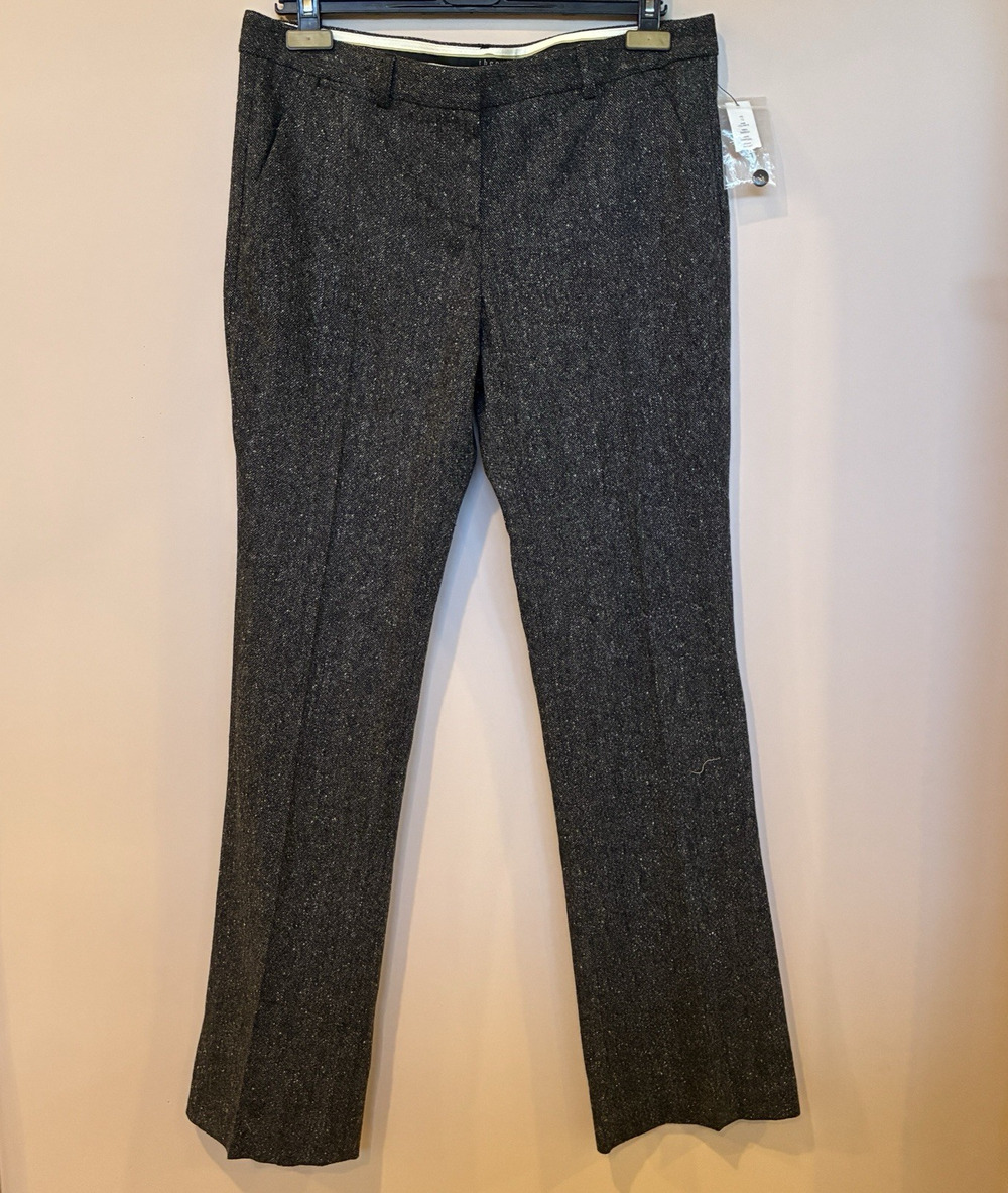 Theory Calvan M Barrow Wool Boot Cut Dress Pants Charcoal Size 12